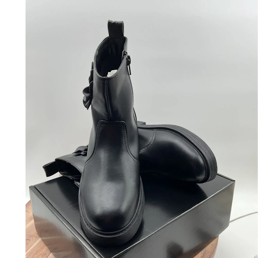 Steve Madden JBilla Black Floral Applique Ankle Boots SF3318-0524 Mens 5